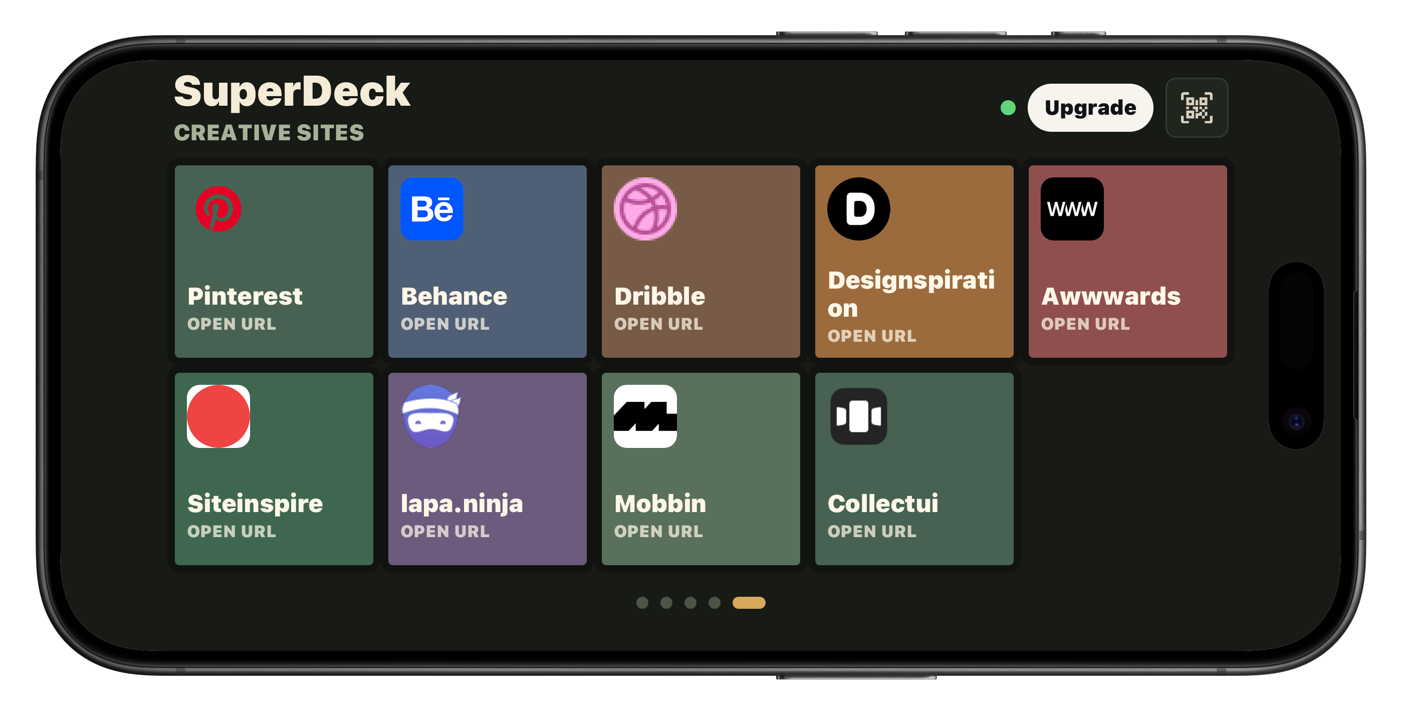 SuperDeck website launcher screen on iPhone